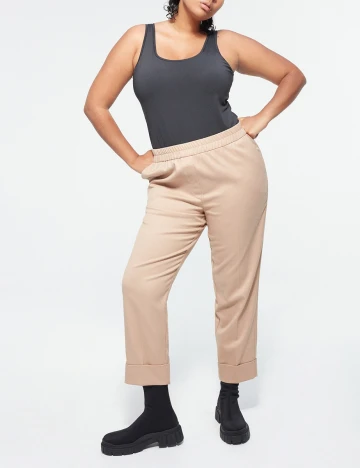 Pantaloni Reserved Plus Size, maro deschis