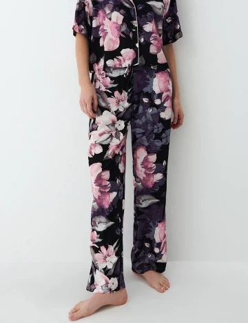 Pantaloni de pijama Mohito, negru floral, S Floral print
