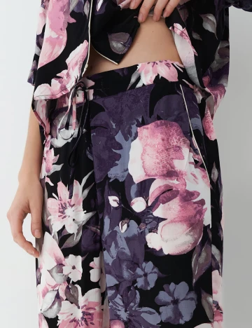 Pantaloni de pijama Mohito, negru floral, S Floral print