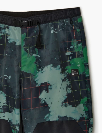 Pantaloni CROPP, negru/verde, 32