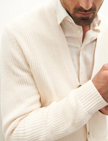 Cardigan Reserved, ecru Alb