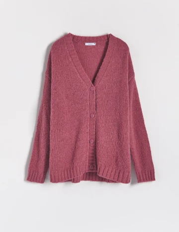 Cardigan Reserved, roz pudra inchis, S Roz