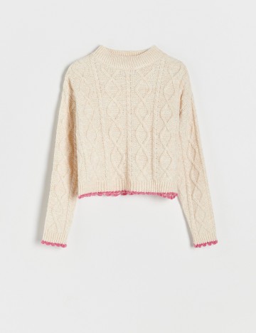 Pulover Reserved, crem, S