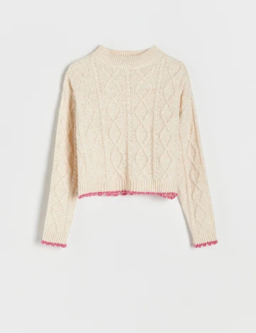Pulover Reserved, crem, S