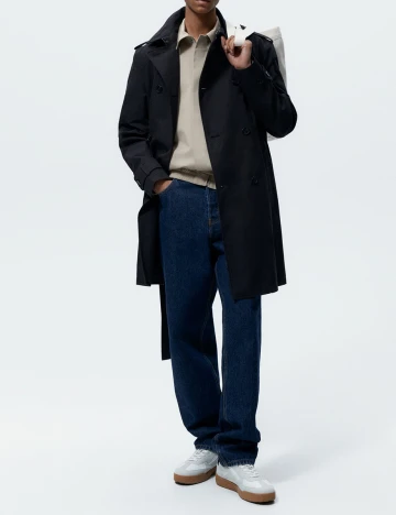Trench Zara, negru, S Negru