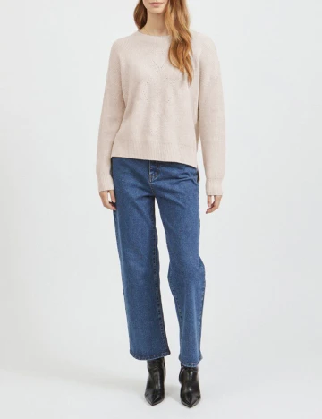 Pulover Vila, crem, L Crem