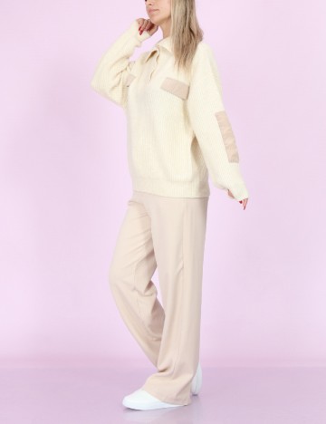 Pulover Pieces, ecru, L
