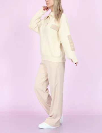 Pulover Pieces, ecru, L