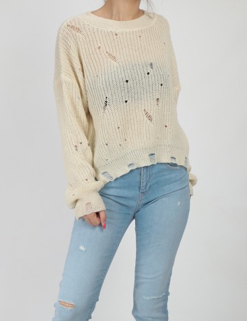 Pulover SHEIN, ecru, S