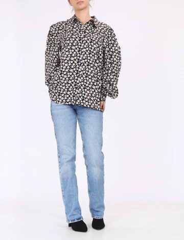 Camasa Pieces, negru floral, S