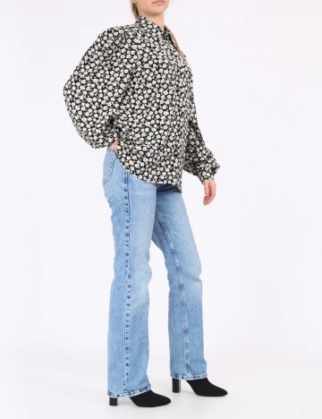 Camasa Pieces, negru floral, S