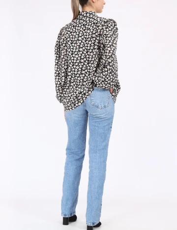 Camasa Pieces, negru floral, S