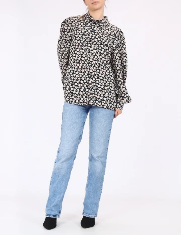 Camasa Pieces, negru floral, S
