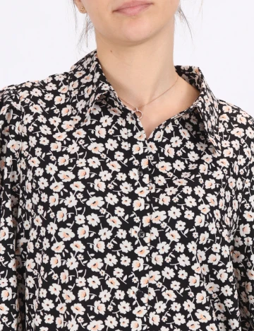 Camasa Pieces, negru floral, S