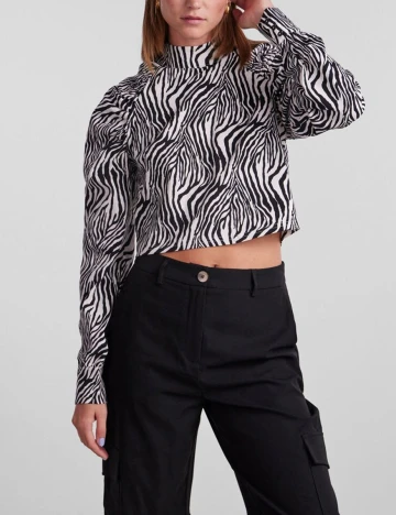 Top Pieces, alb-negru, S Alb