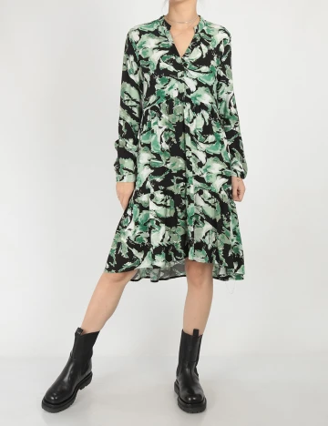 Rochie scurta Pieces, negru/verde, XS