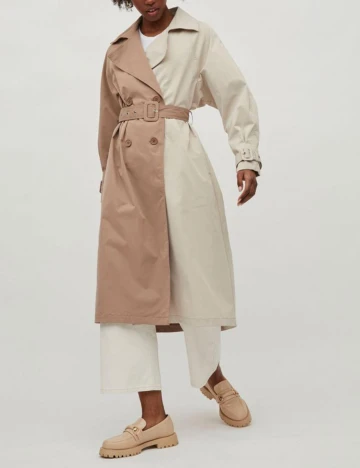 Trench Vila, crem/maro, 40 Crem