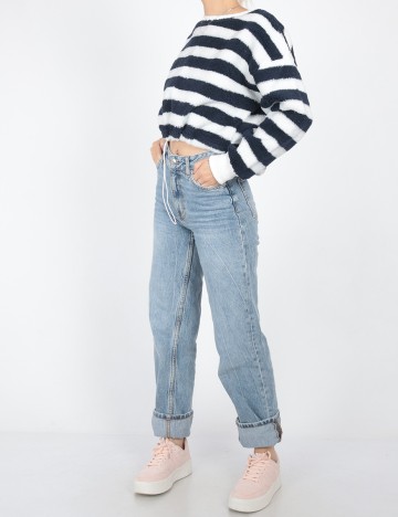 Bluza Dazy, alb/bleumarin, S