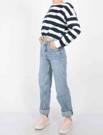 Bluza Dazy, alb/bleumarin, S