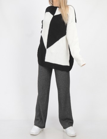 Pulover SHEIN, alb-negru, M