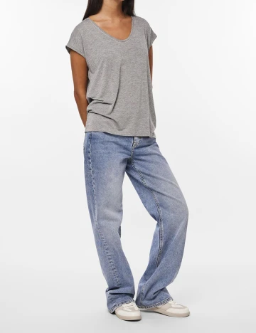 Tricou Pieces, gri, M