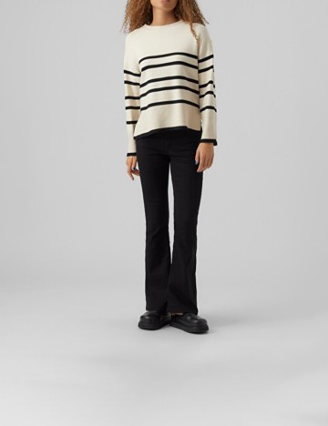 Pulover Vero Moda, crem/negru, XS