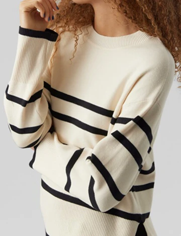 Pulover Vero Moda, crem/negru, XS