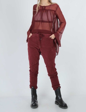 Pantaloni b.young, visiniu, S