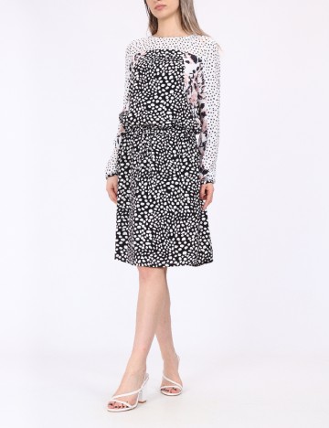 Rochie scurta Bon a Parte, alb-negru, S
