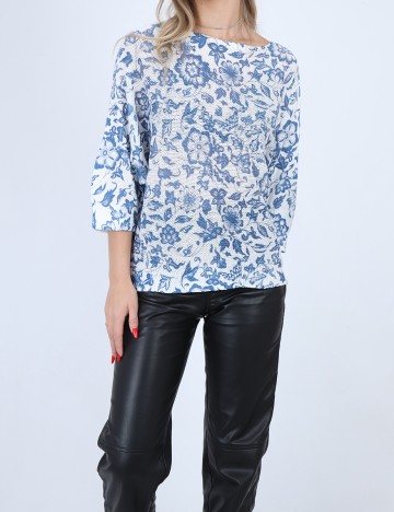 Bluza Fransa, alb/albastru, S/M