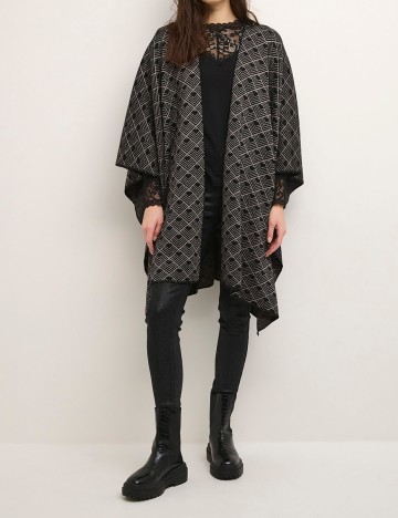 Poncho Cream, negru, ONE SIZE