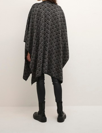 Poncho Cream, negru, ONE SIZE