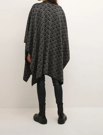 Poncho Cream, negru, ONE SIZE