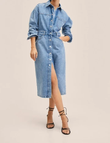 Rochie medie Mango, albastru Albastru