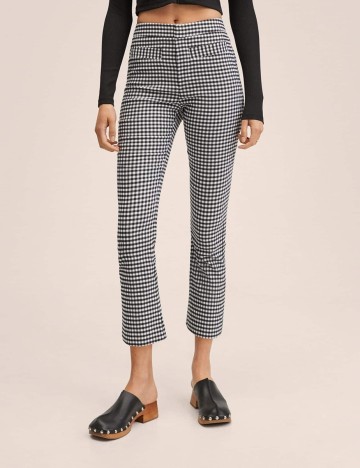 Pantaloni Mango, alb/negru
