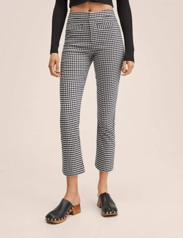 Pantaloni Mango, alb/negru