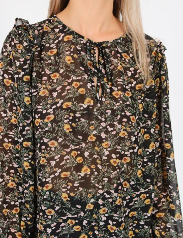 Camasa Q/S, negru floral Negru
