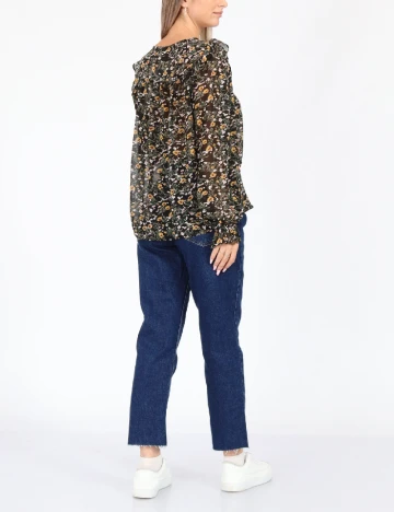 Camasa Q/S, negru floral Negru
