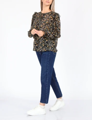 Camasa Q/S, negru floral Negru