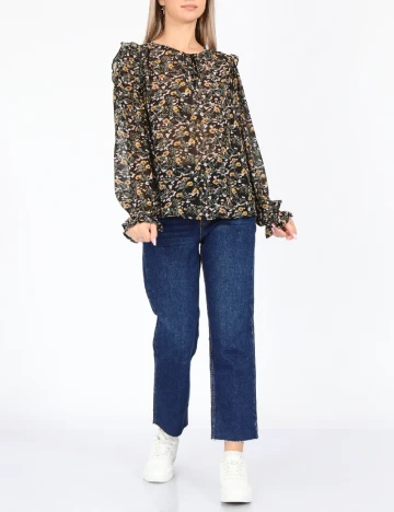 Camasa Q/S, negru floral Negru