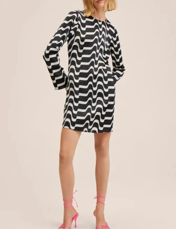 Rochie scurta Mango, alb/negru
