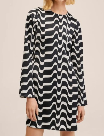 Rochie scurta Mango, alb/negru