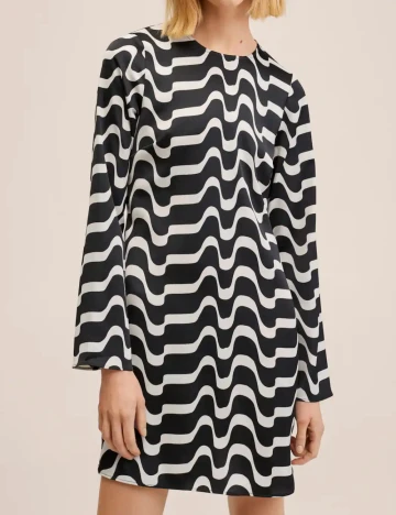 Rochie scurta Mango, alb/negru