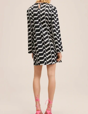 Rochie scurta Mango, alb/negru
