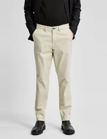 Pantaloni Selected, crem Crem