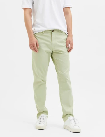 Pantaloni Selected, verde deschis