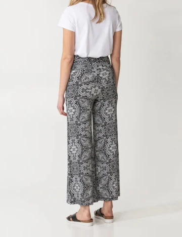 Pantaloni Indiska, alb/negru