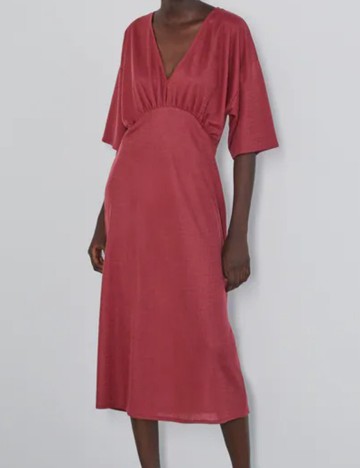 Rochie medie Zara, roz pudra inchis