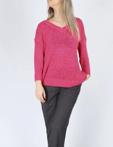 Pulover Pieces, magenta