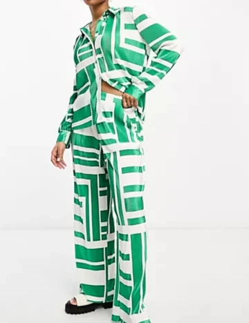 Camasa Vero Moda, alb/verde